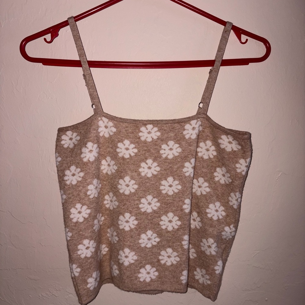 Pink Lily Beige Floral Knit Cami